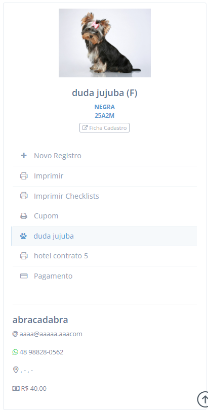 Menu Latera da Tela de Atendimento